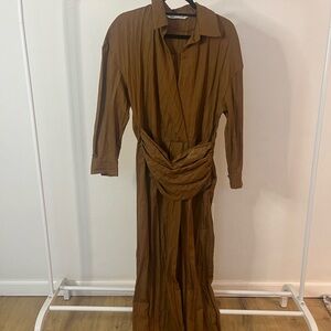 Zara Brown Wrap Dress with Dolman Sleeves